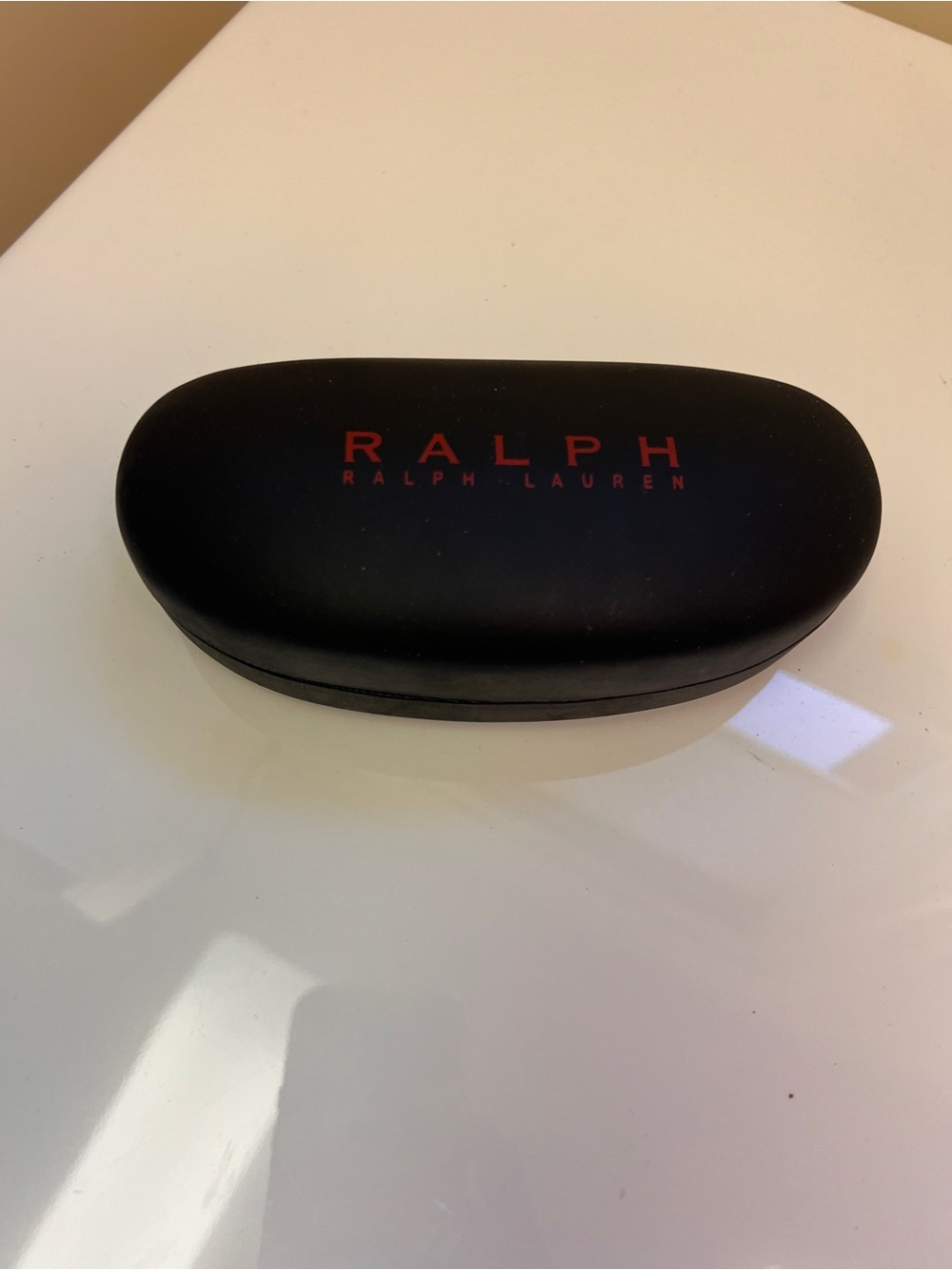 Ralph Lauren Black Sunglasses Case with Red Logo Text